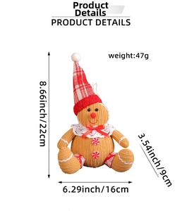 Detailed view of gingerbread plush toy with dimensions 22x16cm and weight 47g