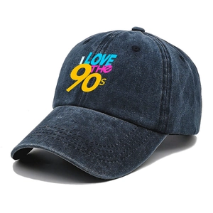 Vintage Baseball Cap Washed Cotton Denim I Love The 90s Print Adjustable Sun Hat For Men And Women