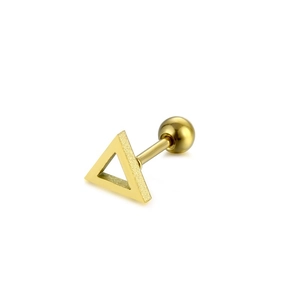 Fashionable gold-plated stainless steel triangle stud earrings with a matte sandblast finish