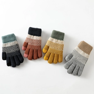 Knit touchscreen gloves with thick fleece lining in four assorted color combinations