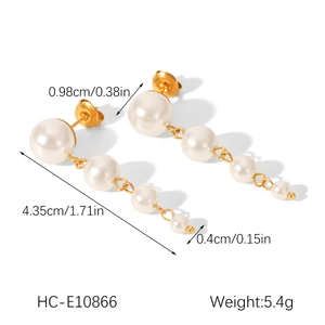 Detailed dimensions and weight of 18k gold plated stainless steel pearl drop earrings