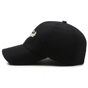 Black quick-dry breathable baseball cap with NYTS sport embroidery and mesh fabric