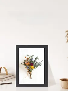 Modern black hollow DIY shadow box frame with dried flowers for home tabletop decor