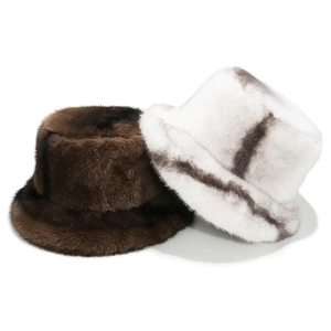 Women Winter Faux Fur Bucket Hat Thick Warm Plush Fluffy Windproof Soft Casual Outdoor Chic Accessory