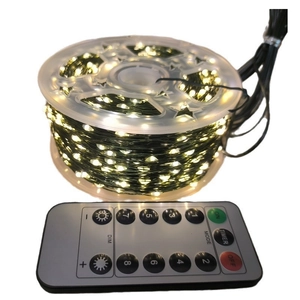 Waterproof LED Christmas tree copper wire string lights with remote control for garden decor