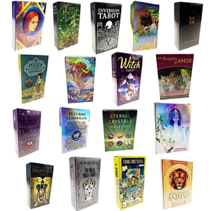 Collection of various oracle and tarot card decks including Sea Soul Journey and Fairy Lights