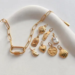 Roestvrijstalen DIY Bedelarmband Verguld Hart Maan Aardbei Vlinder Schelp Strass Hanger Armband Voor Vrouwen Sieraden