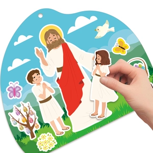 Set de pegatinas de Pascua DIY con Jesús y niños para escenas religiosas