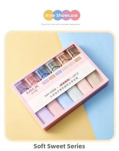 Set of 6 Morandi color mild eye protection highlighters with soft chisel tips