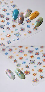 Détails des autocollants M-648 style bohème avec dorure et motifs colorés variés