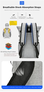 Detailed view of ergonomic S-shaped shoulder straps and 3D mesh breathable back system