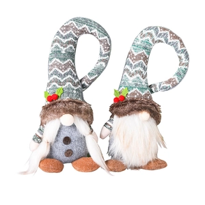 Paire de boucles de rideaux gnomes de Noël avec de longs chapeaux courbés pour la déco.