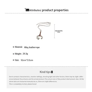 Irregular C-shaped pendant necklace showing 92cm length dimensions and size details