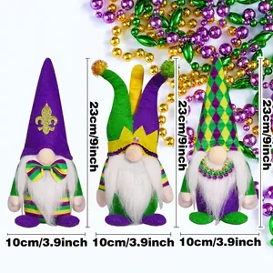 Mardi Gras gnome decor measuring 23cm high and 10cm wide for festive home atmosphere