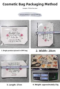 Floral makeup bag measuring 27x20cm with rose print and individual OPP packaging
