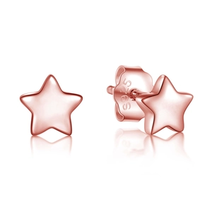 Nahaufnahme der roségoldenen Sternohrringe aus 925er Sterlingsilber mit Politur