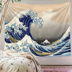 Tapisserie japonaise Ukiyo-e La Grande Vague pour décoration murale de chambre à coucher