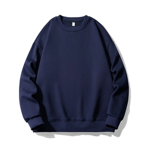 Men Round Neck Sweatshirt Long Sleeve Pullover Loose Fit Drop Shoulder Heavyweight Cotton Blend Solid Color Casual Top
