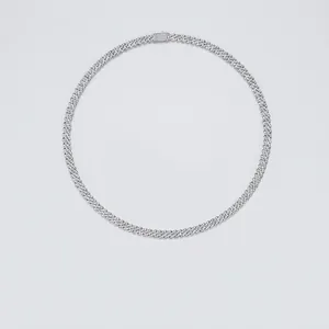 925 Sterling Silver Moissanite Cuban Link Chain Necklace For Men Hiphop Iced Out Round Cut Moissanite Link Chain Jewelry Gift