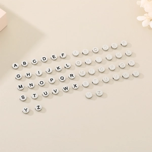 Flat round stainless steel alphabet beads A-Z for DIY jewelry and bracelet making