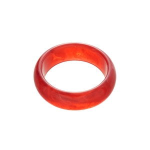 Minimalist red resin bangle with translucent marble texture and elegant round design