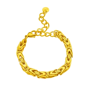 Golden Byzantine weave stainless steel chain bracelet for men with lobster clasp
