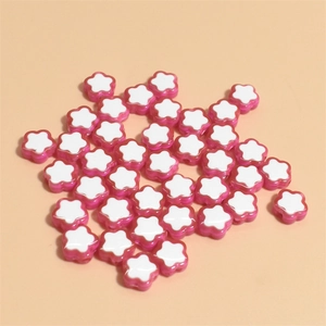 Macro di perline a forma di fiore prugna 10mm rosso rosa e bianco per gioielli fai da te