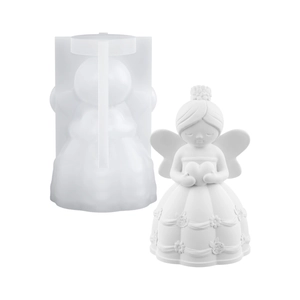 Moule en silicone ange 3D avec cœur et ailes pour bricolage de figurines en plâtre