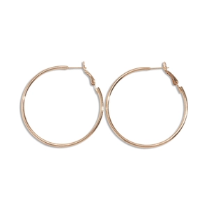 Elegant rose gold round hoop earrings with polished metallic finish for women