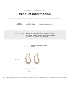 Detailed size specifications of 18k gold plated water drop earrings with silver needle