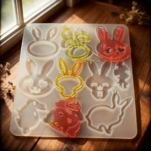 DIY Rabbit themed silicone resin mold for creating jewelry earrings and charms