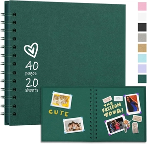 Green spiral DIY scrapbook album with 40 pages and 20 sheets for wedding photos