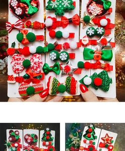 Détails de barrettes de Noël festives avec Père Noël, renne et paillettes brillantes