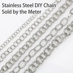 Stainless Steel DIY Jewelry Chains Round Oval Cross Link Semi-Finished Necklace Bracelet Making Accessories Minimalist