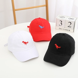 Casquette de baseball enfant avec broderie dinosaure en toile de coton blanc, rouge et noir