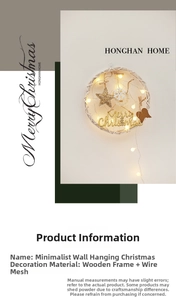 Detail of DIY Christmas wall hanging with warm LED lights and Merry Christmas wood sign