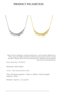 Detailed specs for 925 silver leaf necklace with hammered texture in gold and silver