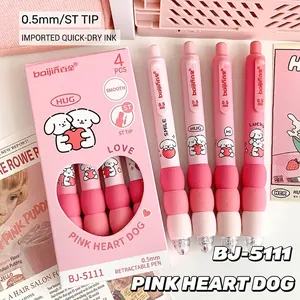 Detail of 0.5mm ST tip retractable gel pen with soft foam grip and cute dog design