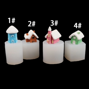 Mini House Silicone Mold Cake Decoration Aromatherapy Candle Making Chocolate Plaster Resin Epoxy 3D Snow House Style