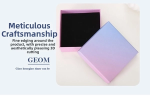 Macro shot of purple and blue gradient jewelry gift box with black velvet insert padding