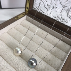 925 Sterling Silver Round Crystal Artificial Pearl Pendant Necklace Elegant Minimalist High Luster Clavicle Chain Women Jewelry
