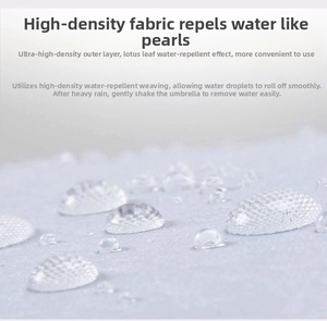 Vista macro de tela pongee impermeable que muestra perlas repelentes al agua de alta densidad