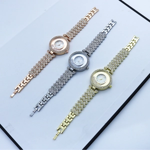 Elegant quartz watches for women with rhinestone inlay and flowing crystal beads design