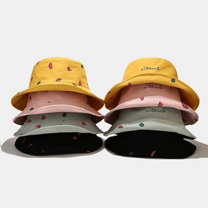 Cute watermelon print reversible bucket hat in cotton for sun protection and summer fashion