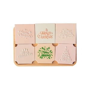 6-teiliges Set Weihnachts-Fondantformen zum Backen von Urlaubstorten in Rosa und Beige