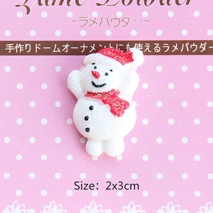 Detailed view of DIY resin snowman ornament with red glitter finish and 2x3cm dimensions
