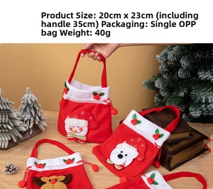 Détails des sacs de Noël avec motifs 3D de bonhomme de neige et renne en peluche