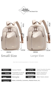 Guía de tallas de mochila de tela Oxford con dimensiones para modelos pequeño y grande