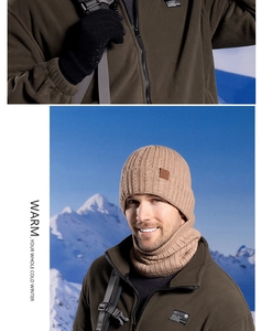 Close-up of cable knit winter hat and fleece lining detail for cold weather