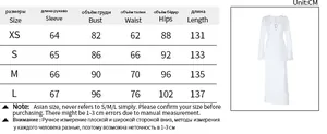 Size chart for V-neck backless knit maxi dress with sleeve, bust, and waist measurements